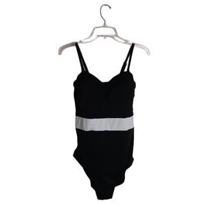 NWT Bal Harbour Women's Black And White Colorblock Bandeau One Piece Swi…